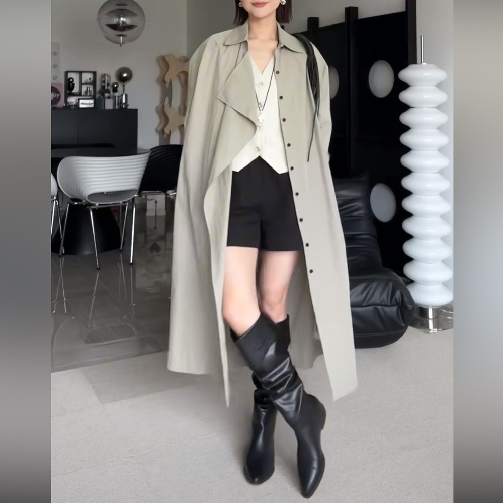 ZUM oversized Lightweight Neutral Trench Coat S - Picture 3 of 10